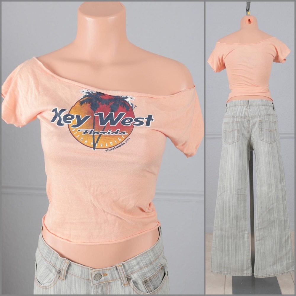Key West Off the Shoulder Tee Shirt Crop Top S